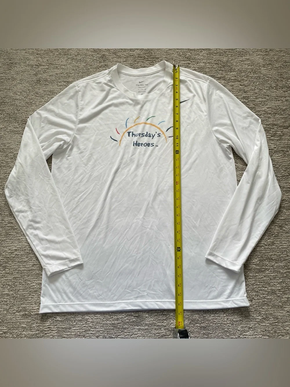 Nike Legend Dri-Fit Long Sleeve White Shirt Mens XL Thursdays Heroes Performance